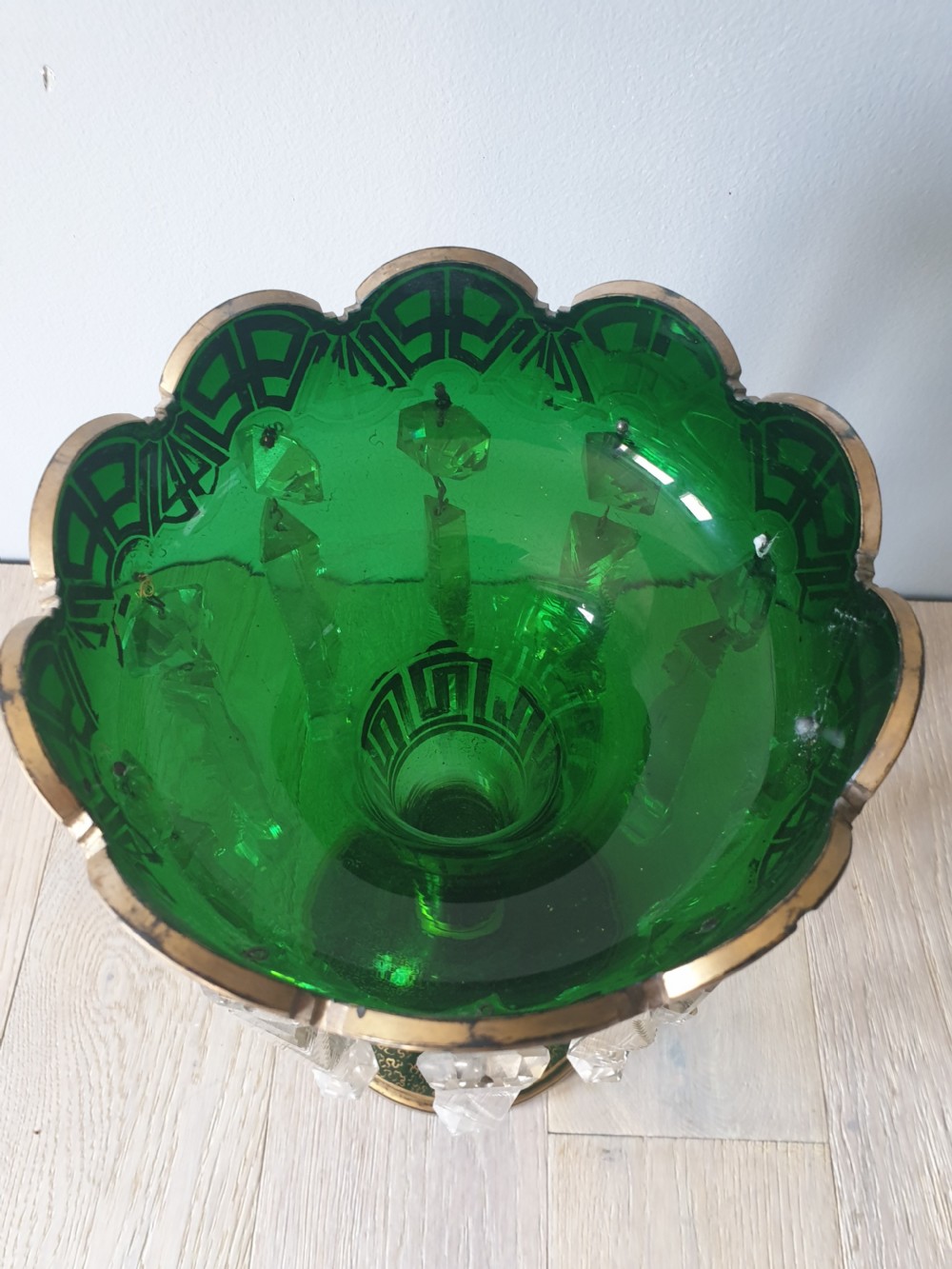 Victorian Green Crystal Lustres  View III