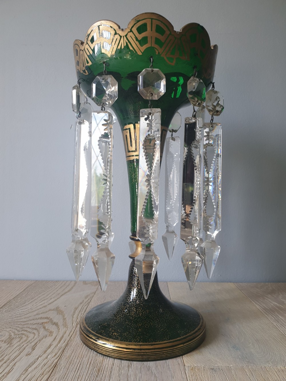 Victorian Green Crystal Lustres  View IV