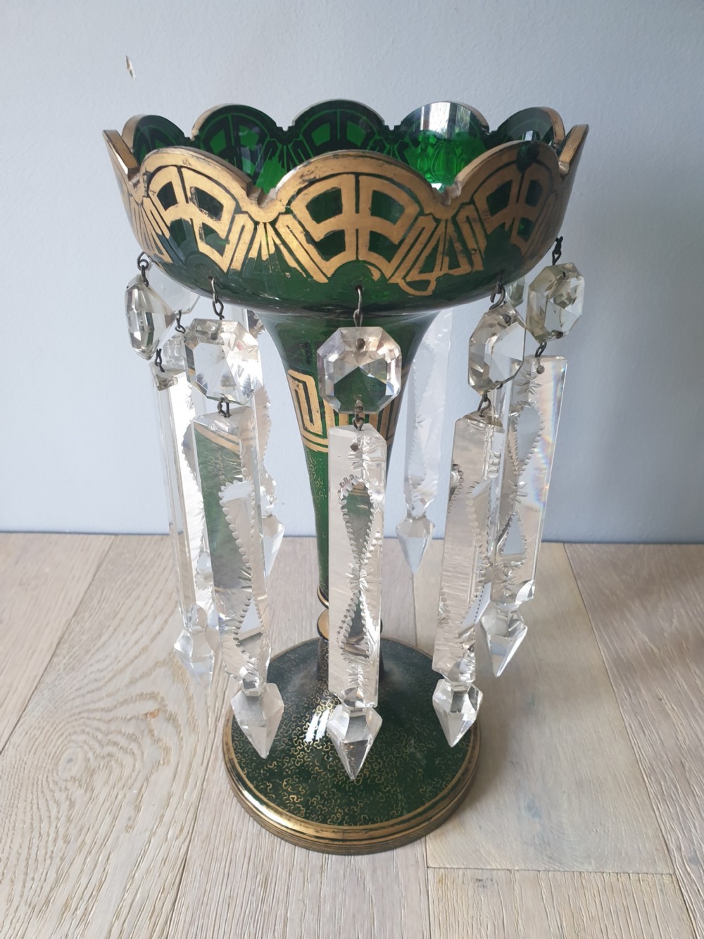 Victorian Green Crystal Lustres  View V