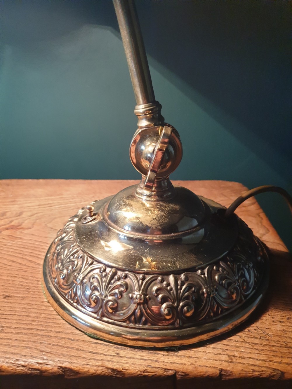 c1920 Brass Bankers Lamp, Rewired and PAT tested  View III