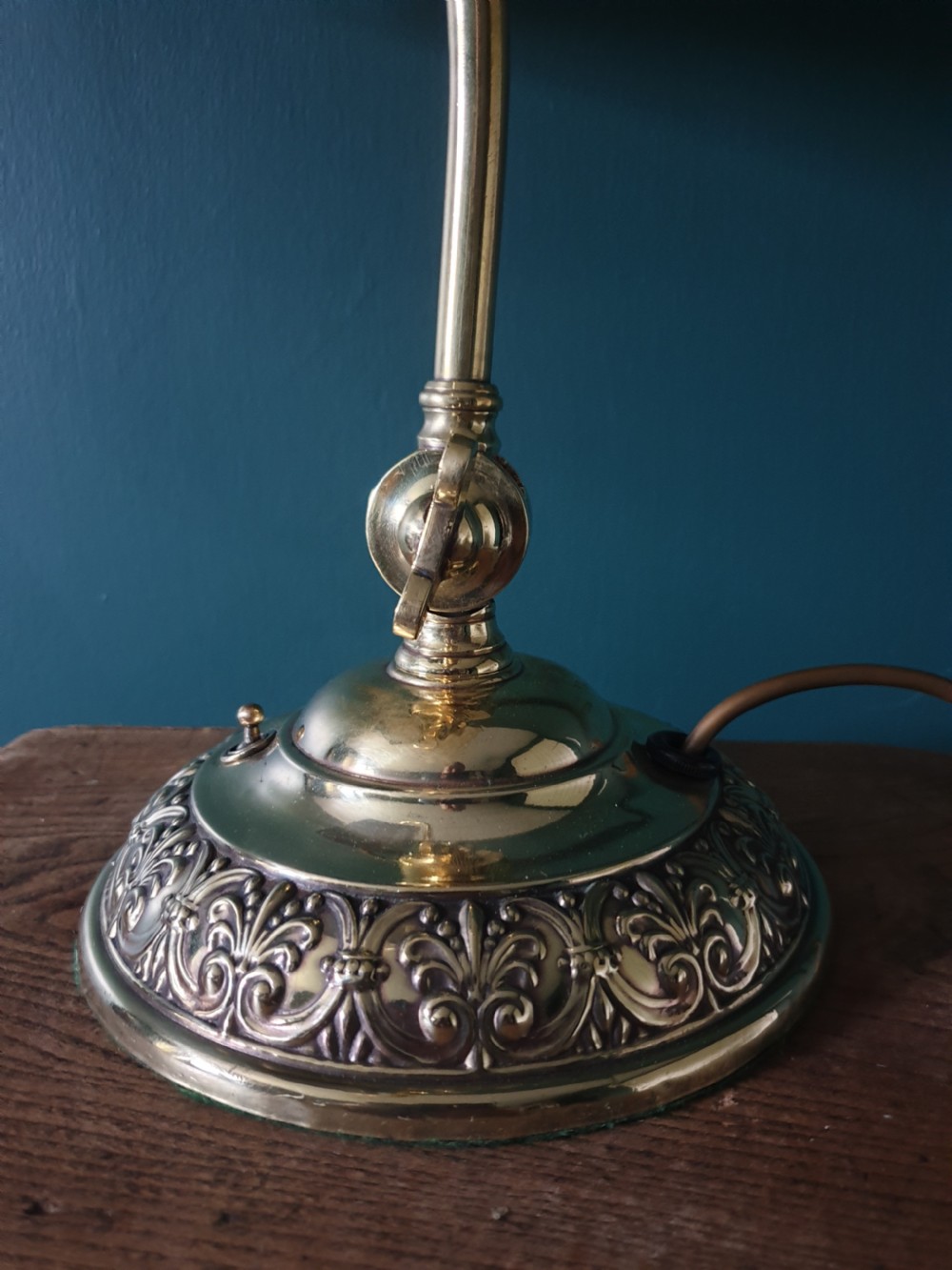 c1920 Brass Bankers Lamp, Rewired and PAT tested  View VII