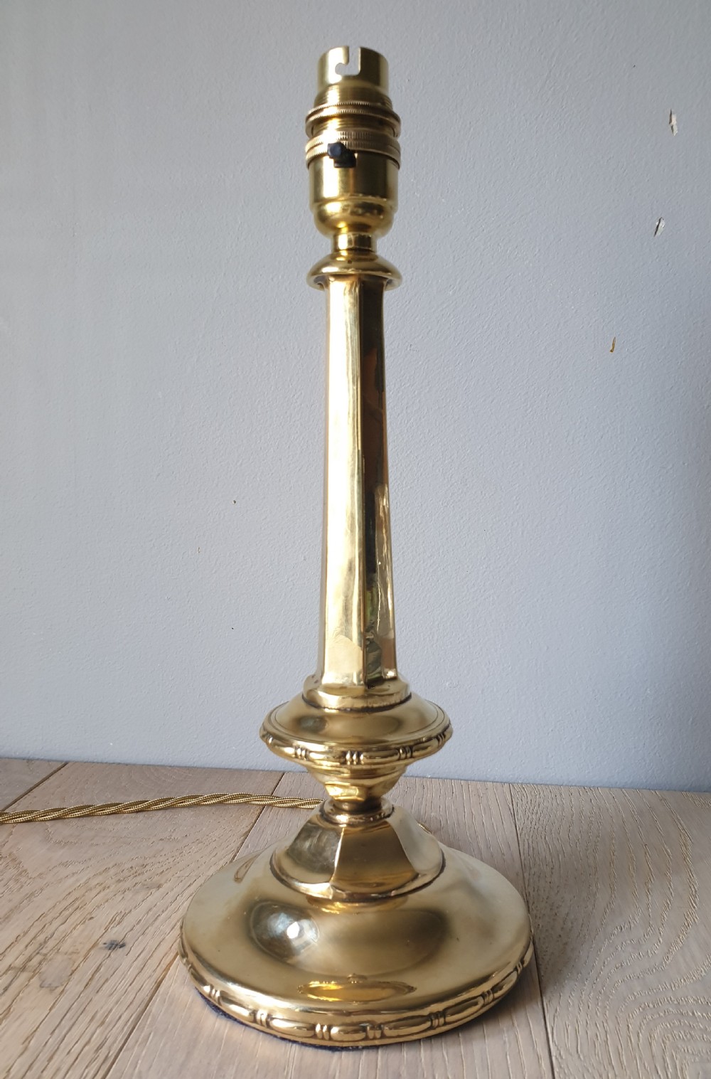 Edwardian Cast Brass Table Lamp, Rewired and PAT tested 