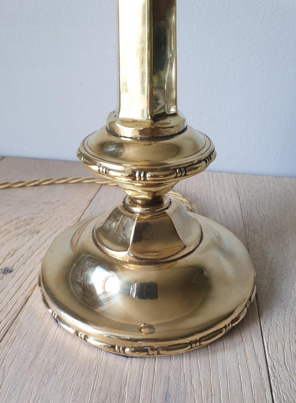 Edwardian Cast Brass Table Lamp, Rewired and PAT tested  View VI
