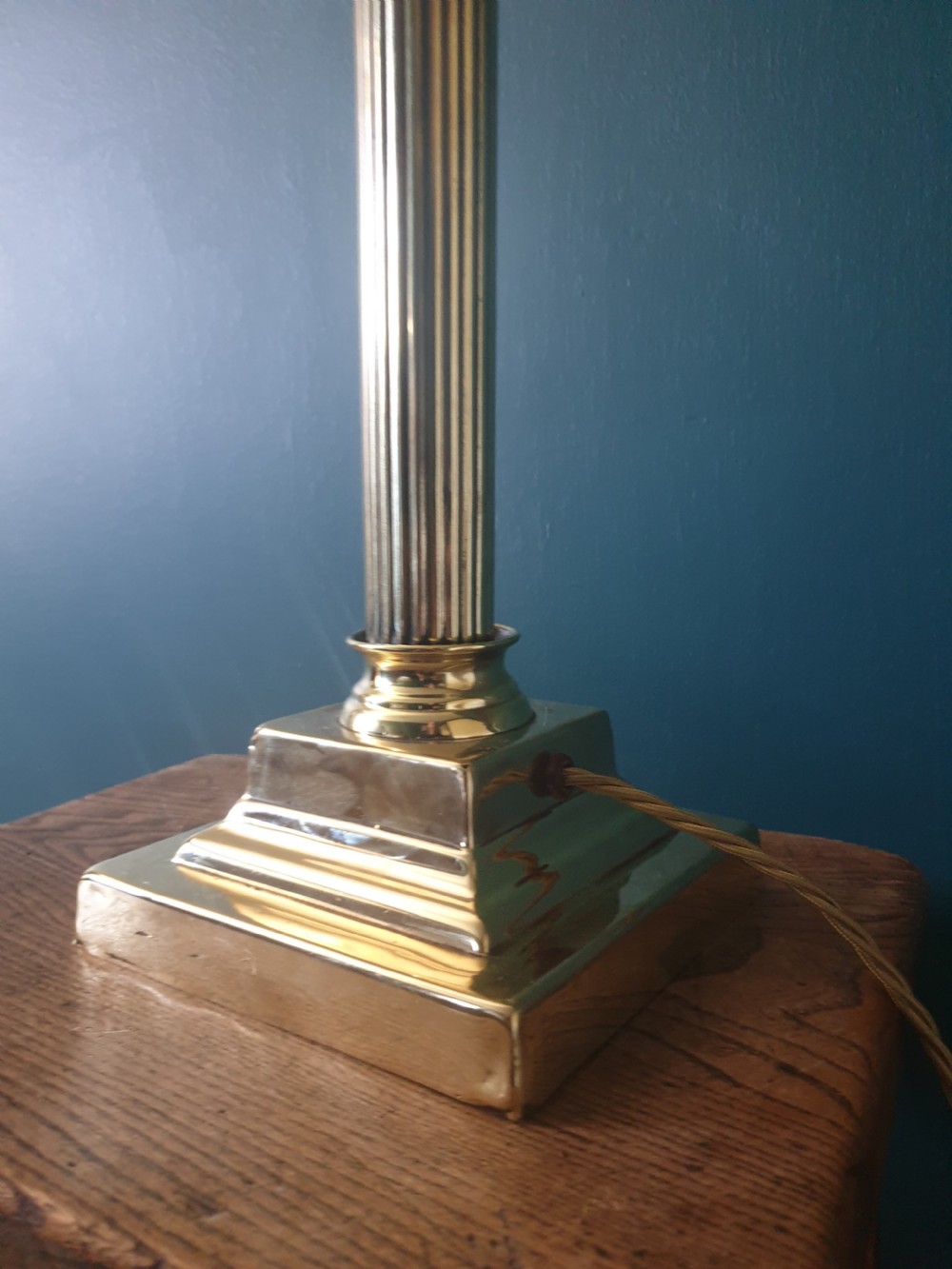 Quality c1910 Corinthian Column Brass Table Lamp, Rewired and PAT tested  View III