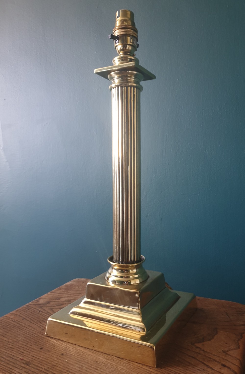 Quality c1910 Corinthian Column Brass Table Lamp, Rewired and PAT tested  View V