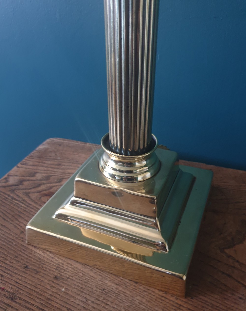 Quality c1910 Corinthian Column Brass Table Lamp, Rewired and PAT tested  View VI