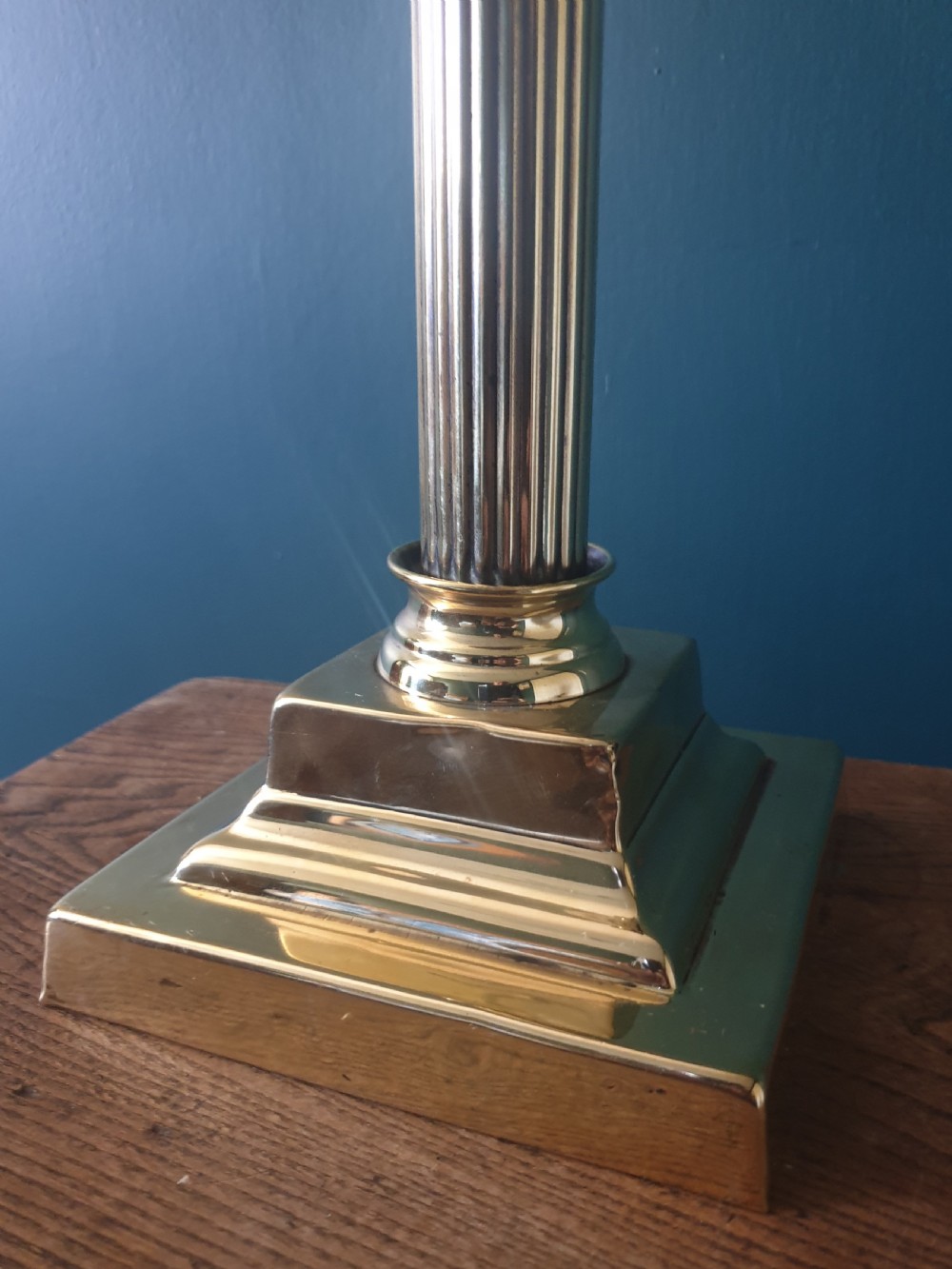 Quality c1910 Corinthian Column Brass Table Lamp, Rewired and PAT tested  View VII