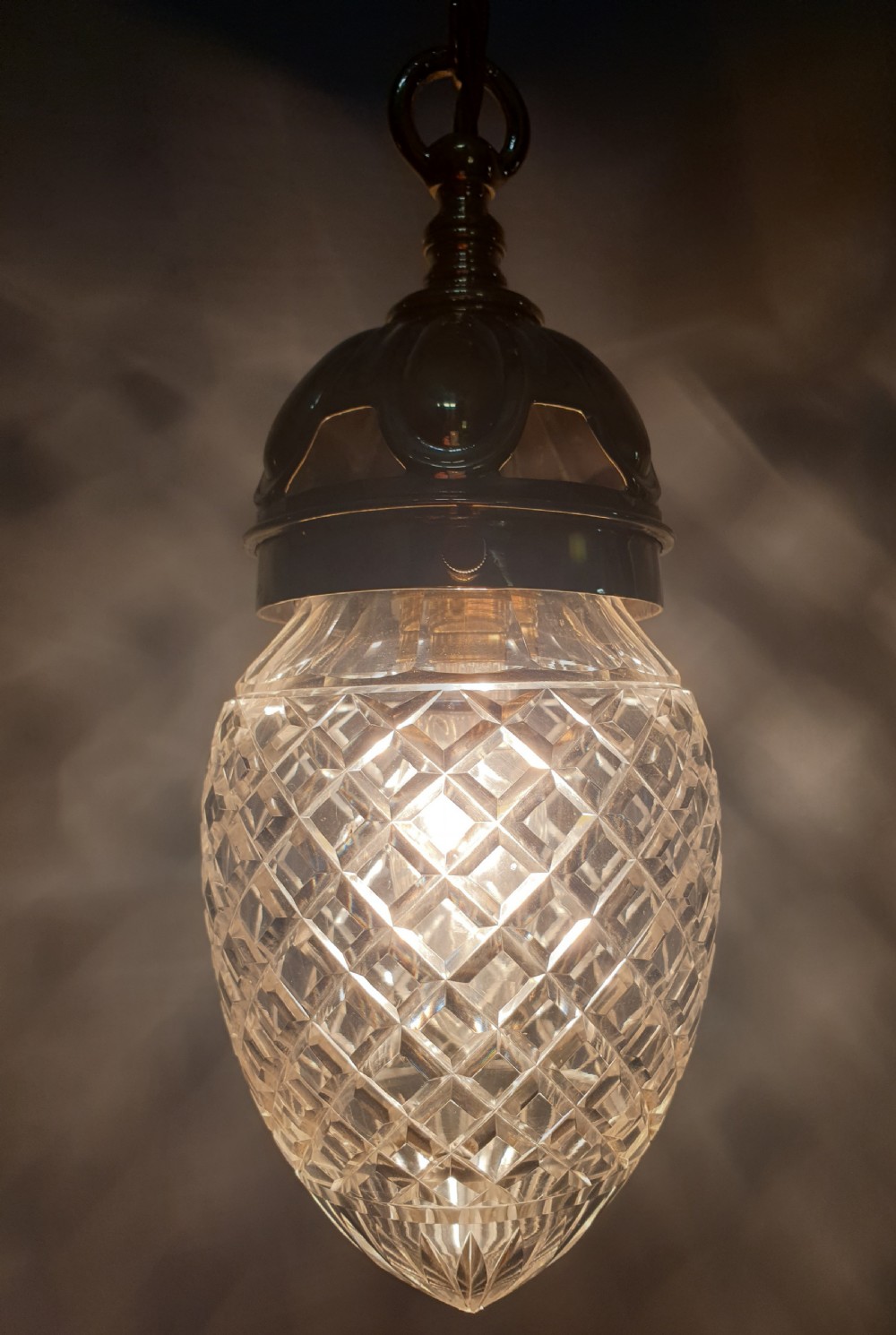 Cut Glass Crystal Ceiling Bome Light, Rewired  View II