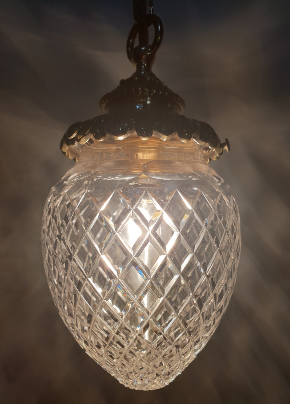 Cut Crystal glass Ceiling Pendant light, Rewired and ready to install  View III