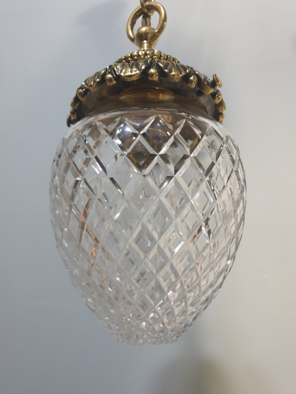 Cut Crystal glass Ceiling Pendant light, Rewired and ready to install  View VI