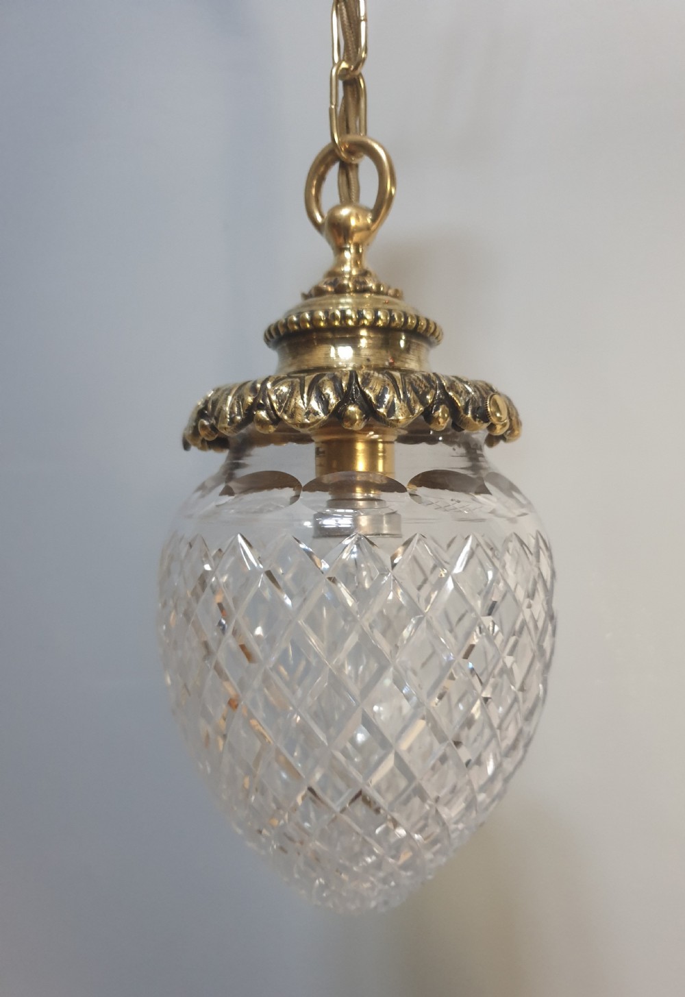 Cut Crystal glass Ceiling Pendant light, Rewired and ready to install  View X