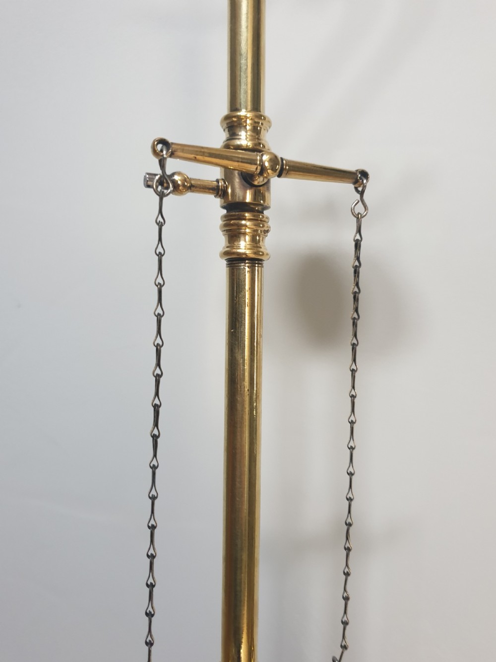 Cranberry Shade Brass Gas Pole Ceiling Light, Rewired  View V
