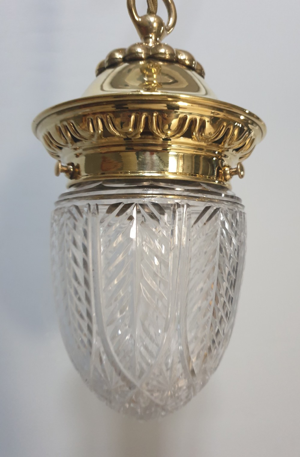 Cut Crystal Glass Ceiling Pendant Light, Rewired  View IV