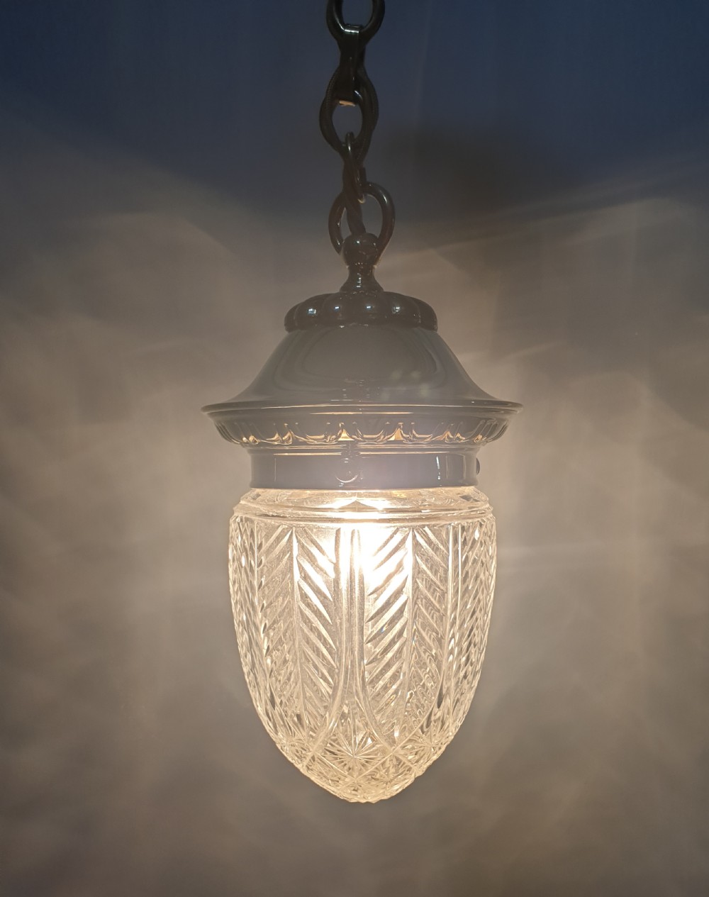 Cut Crystal Glass Ceiling Pendant Light, Rewired  View IX