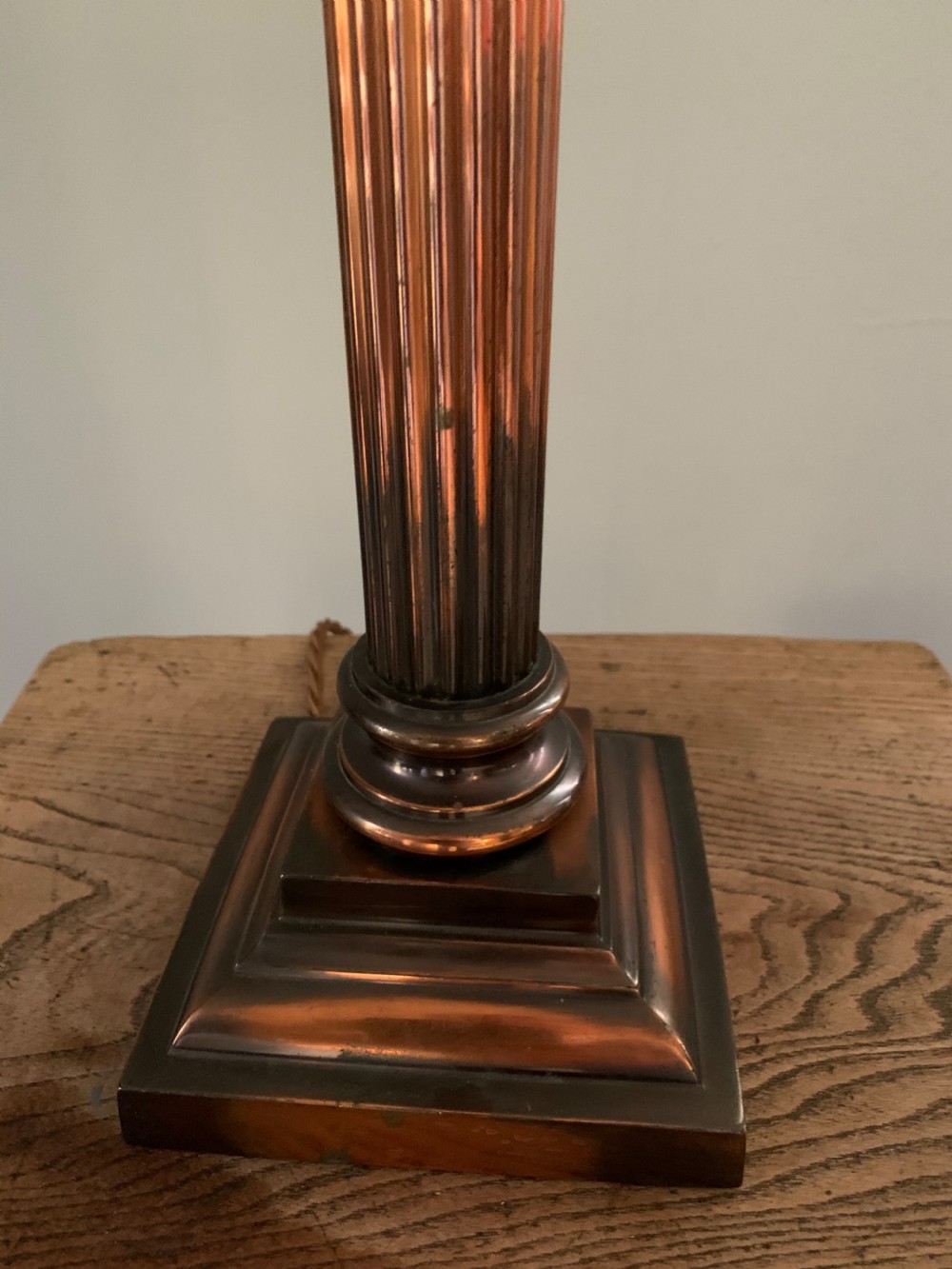 Coppered Brass Corinthian Table Lamp; Rewired and PAT tested View IV