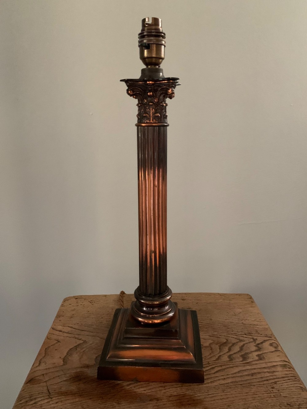 Coppered Brass Corinthian Table Lamp; Rewired and PAT tested View V