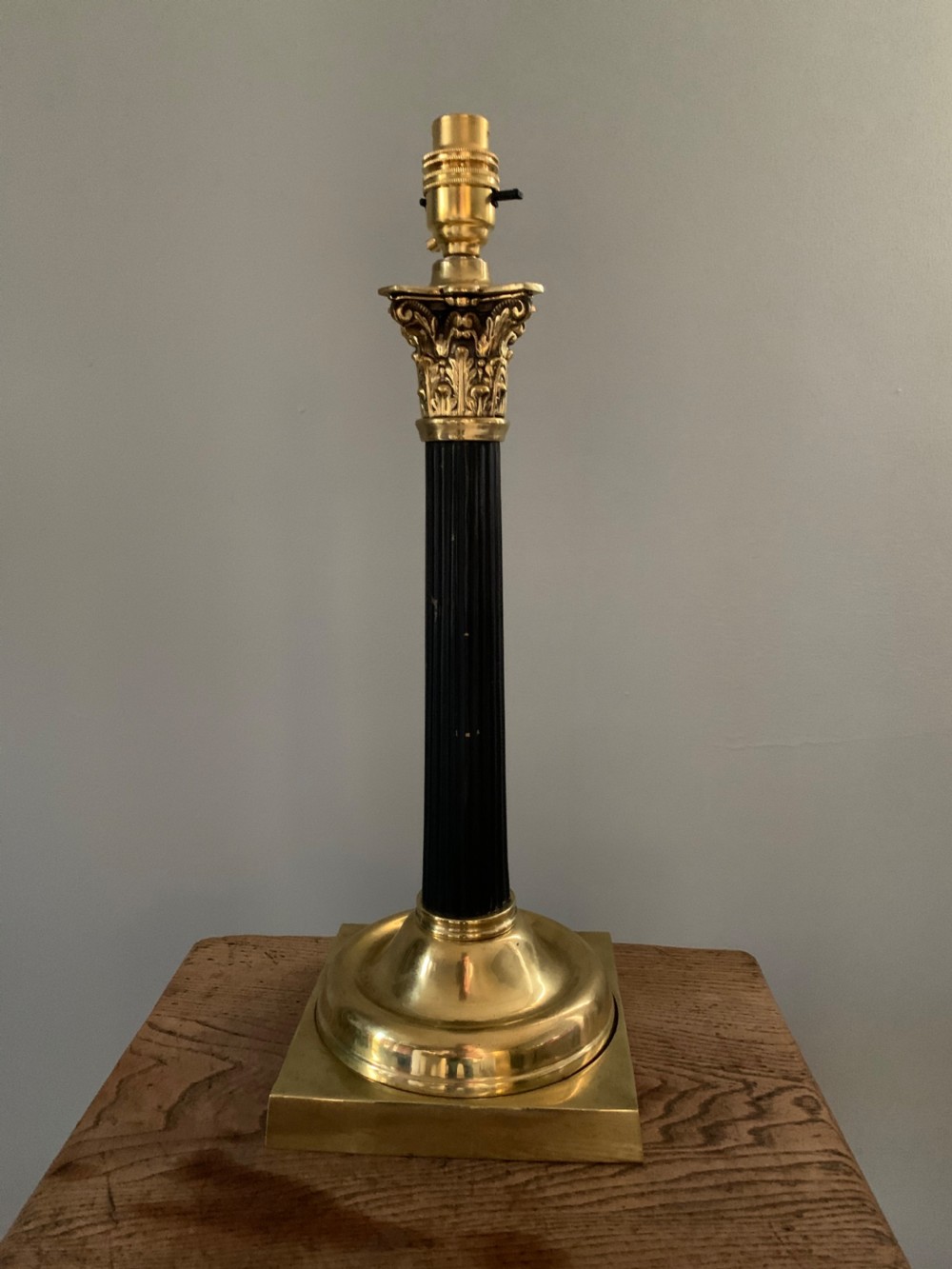 Hinks Brass Corinthian Table Lamp; Rewired and PAT tested