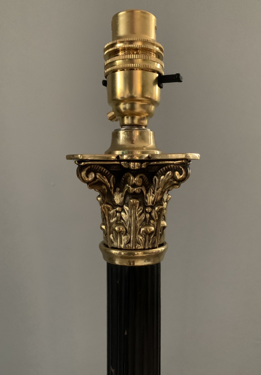 Hinks Brass Corinthian Table Lamp; Rewired and PAT tested View III