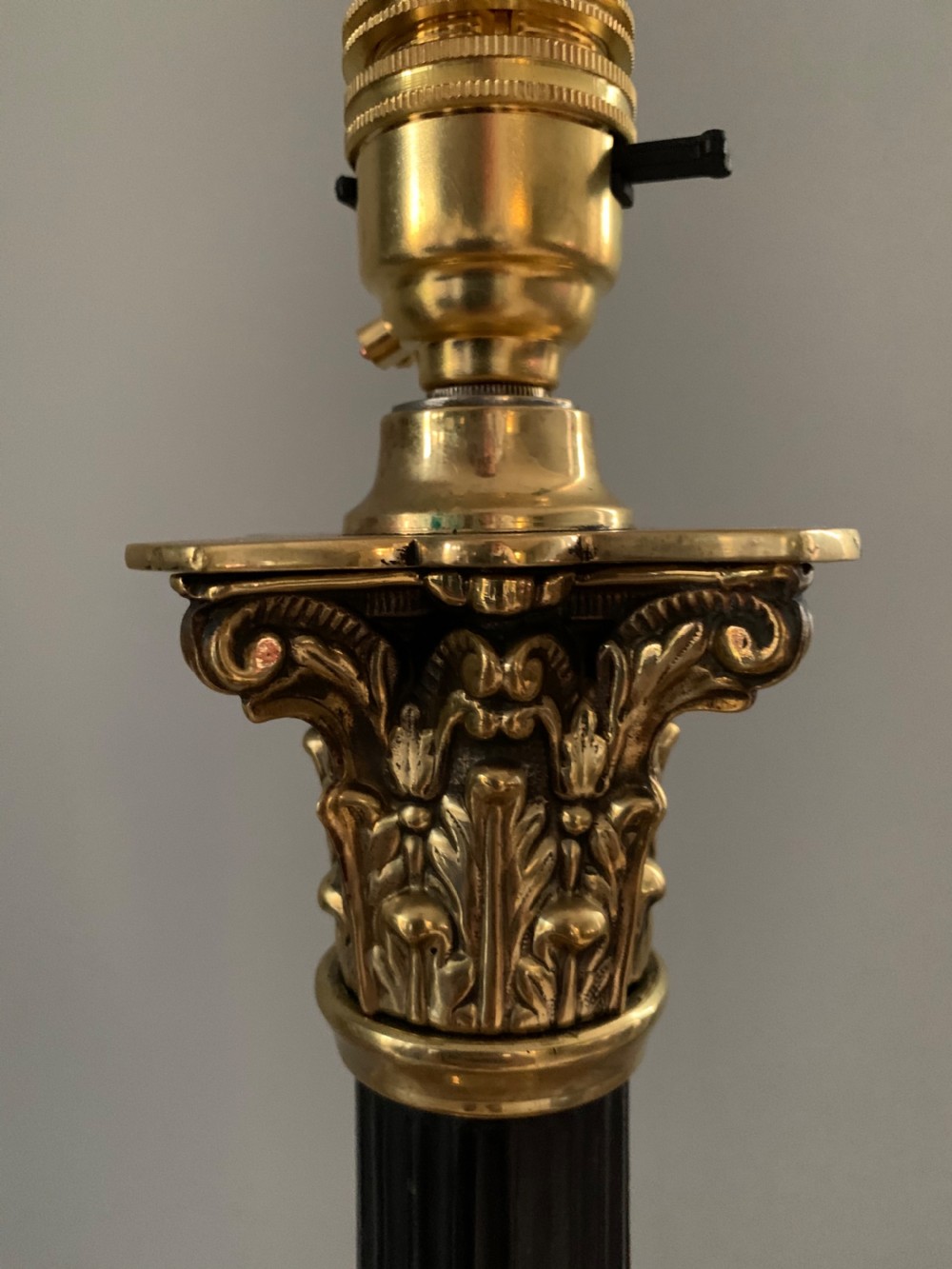 Hinks Brass Corinthian Table Lamp; Rewired and PAT tested View IV