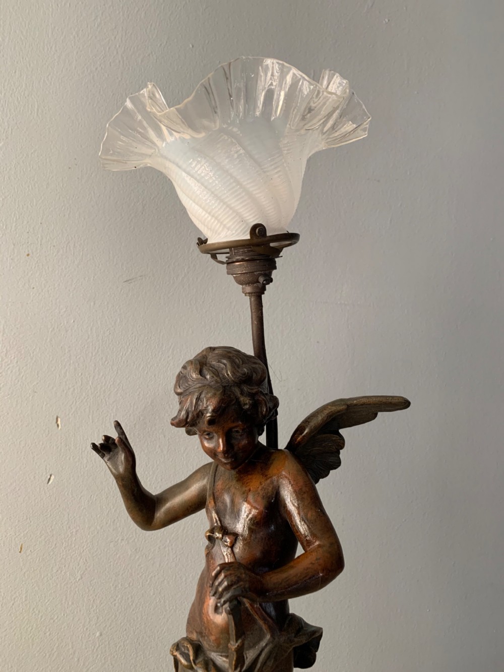 Spelter Cherub Table Lamp, Rewired and PAT tested View III