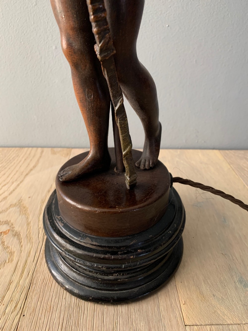 Spelter Cherub Table Lamp, Rewired and PAT tested View V