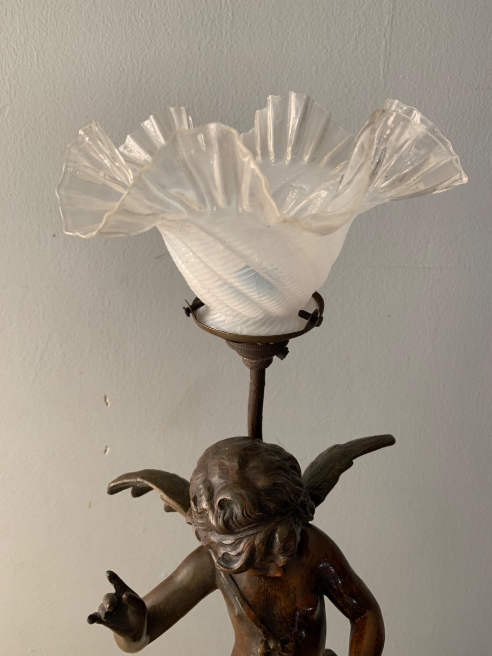 Spelter Cherub Table Lamp, Rewired and PAT tested View X