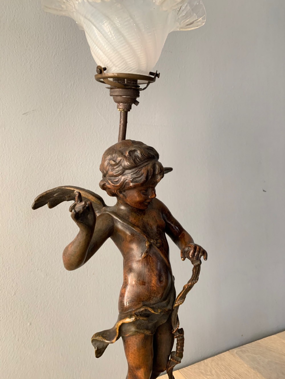 Spelter Cherub Table Lamp, Rewired and PAT tested View XI