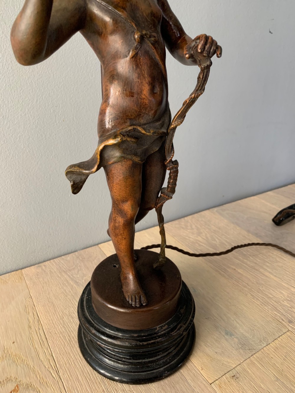 Spelter Cherub Table Lamp, Rewired and PAT tested View XIII