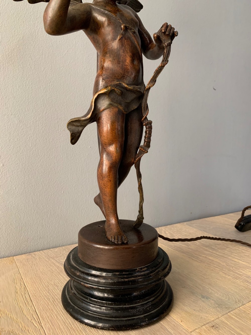 Spelter Cherub Table Lamp, Rewired and PAT tested View XIV