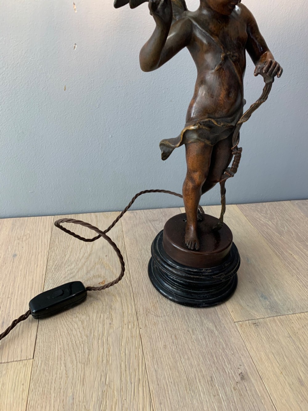 Spelter Cherub Table Lamp, Rewired and PAT tested View XVI