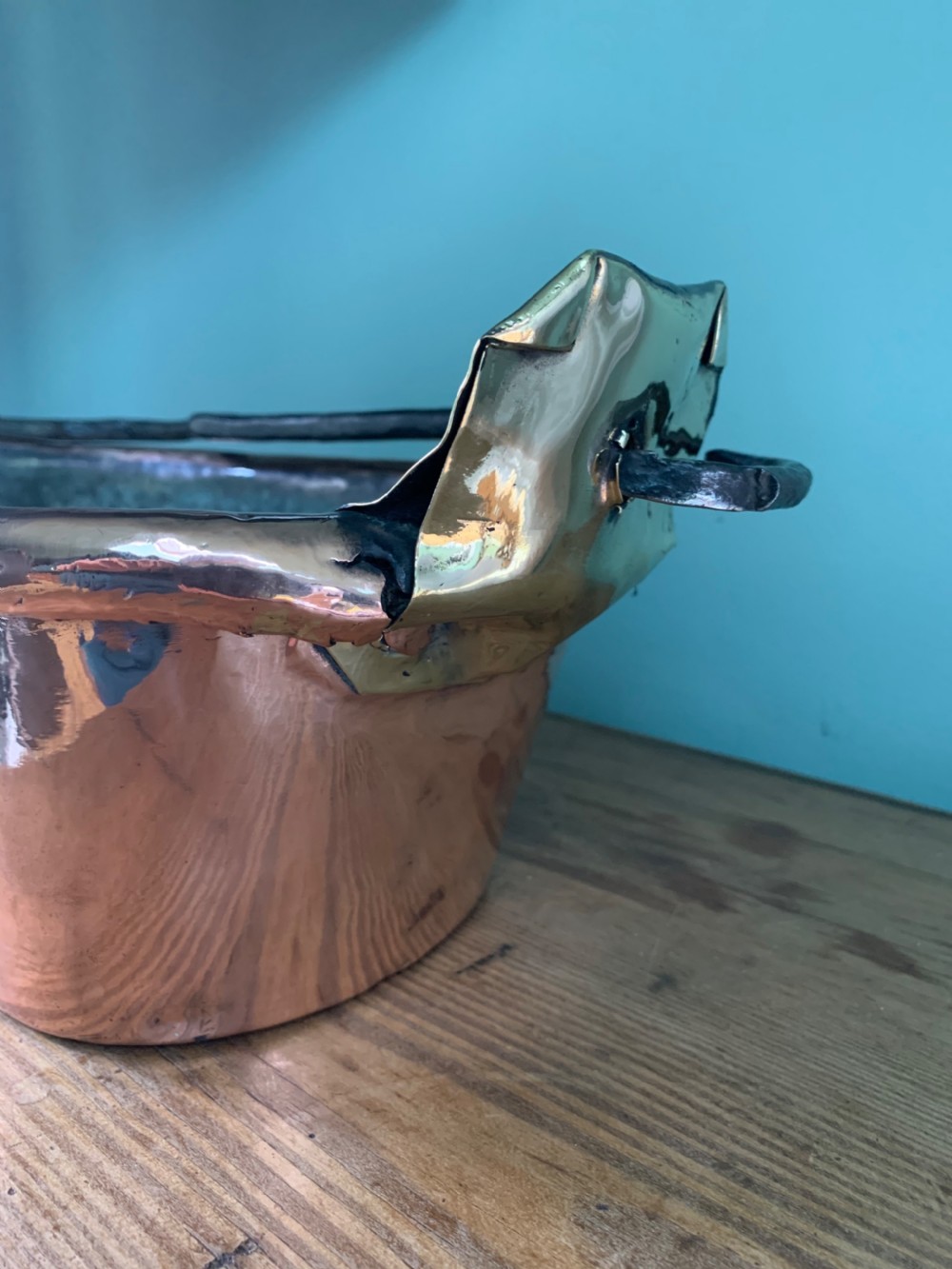 c1880 Antique Copper Fish Kettle View VI