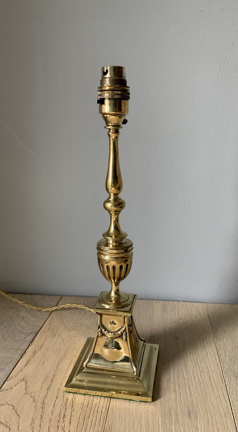 Edwardian Cast Brass Table Lamp, Rewired and PAT tested 