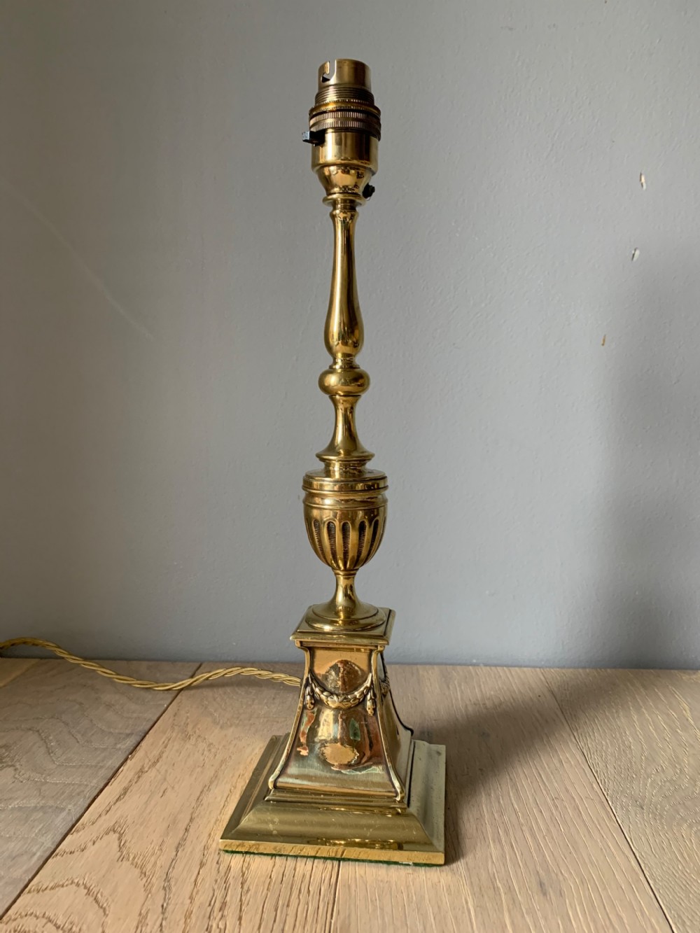 Edwardian Cast Brass Table Lamp, Rewired and PAT tested  View IV