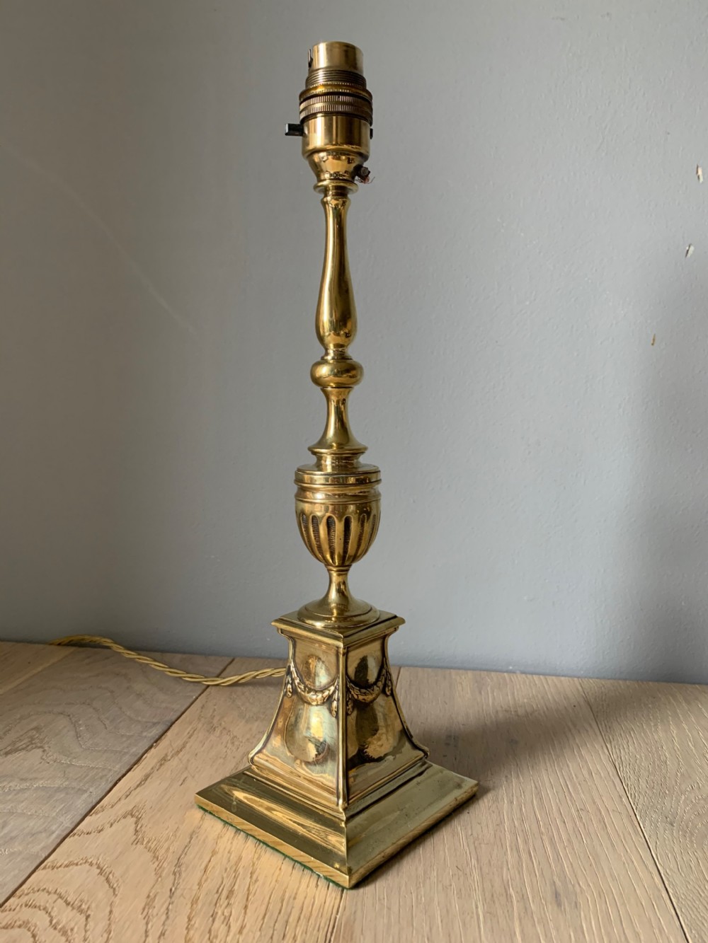 Edwardian Cast Brass Table Lamp, Rewired and PAT tested  View V