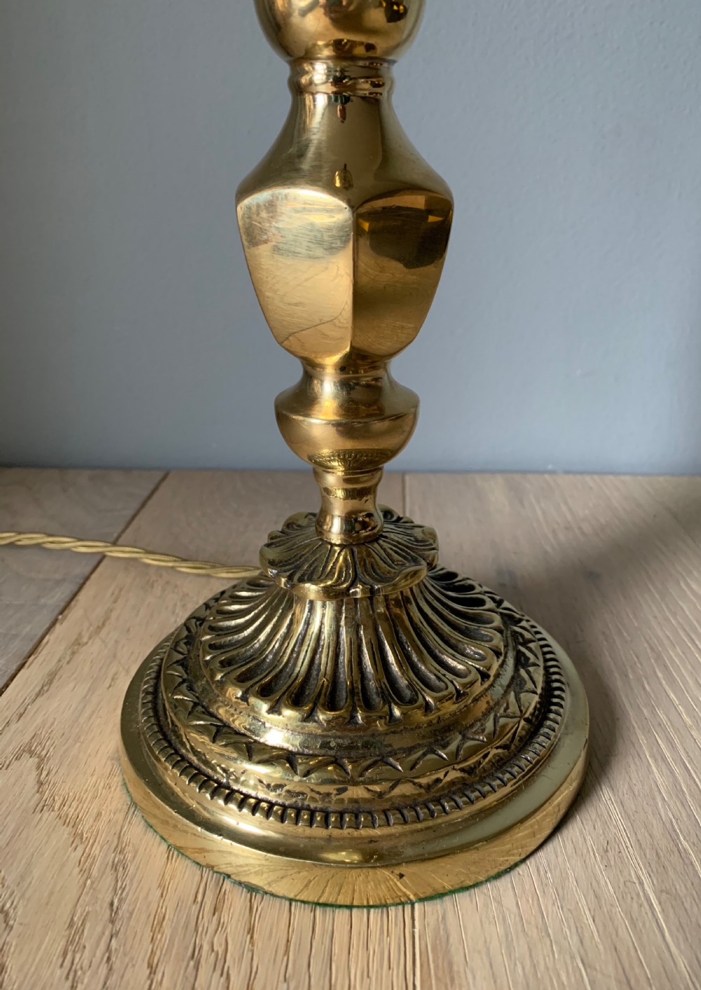 c1910 Ornate Brass Table Lamp Rewired and PAT tested View IV