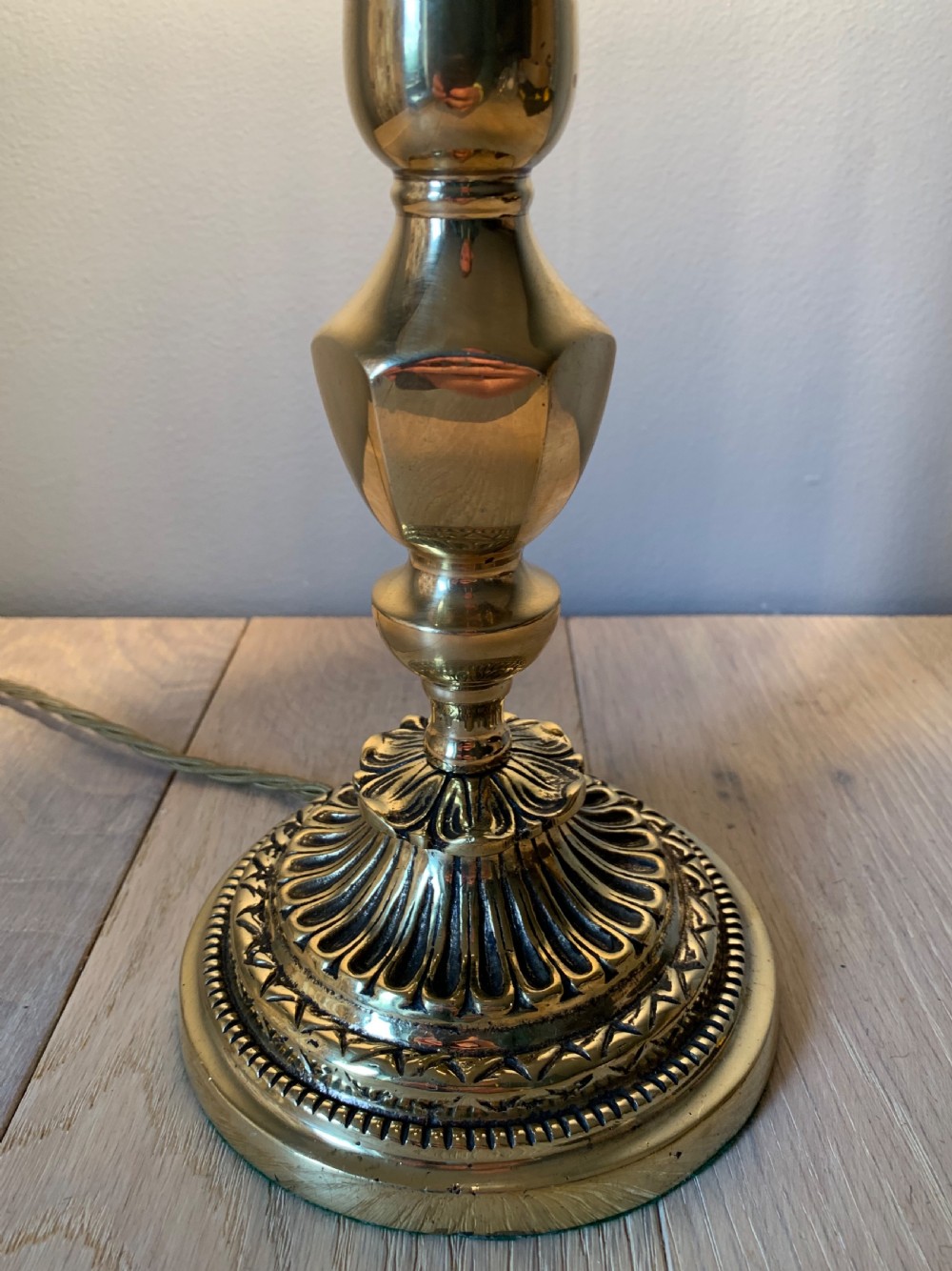 c1910 Ornate Brass Table Lamp Rewired and PAT tested View VII