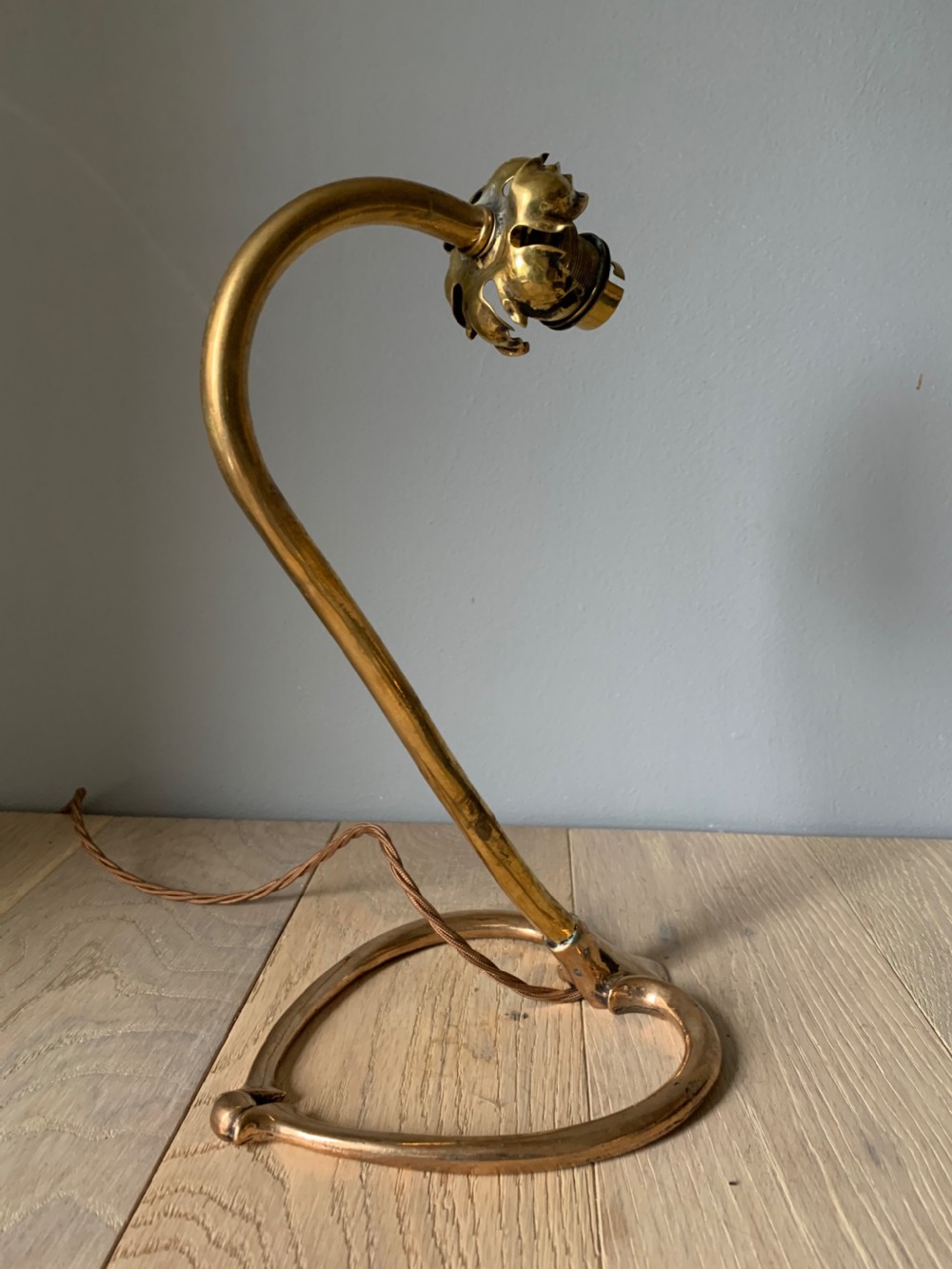 Art Nouveau Brass Table Lamp, Rewired and PAT tested View V