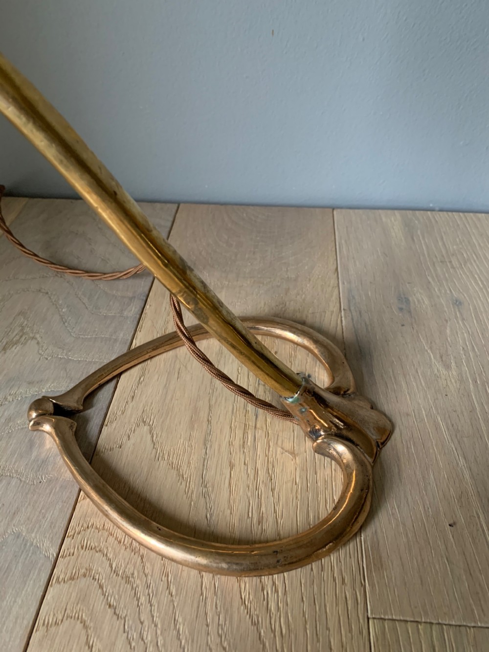 Art Nouveau Brass Table Lamp, Rewired and PAT tested View VI