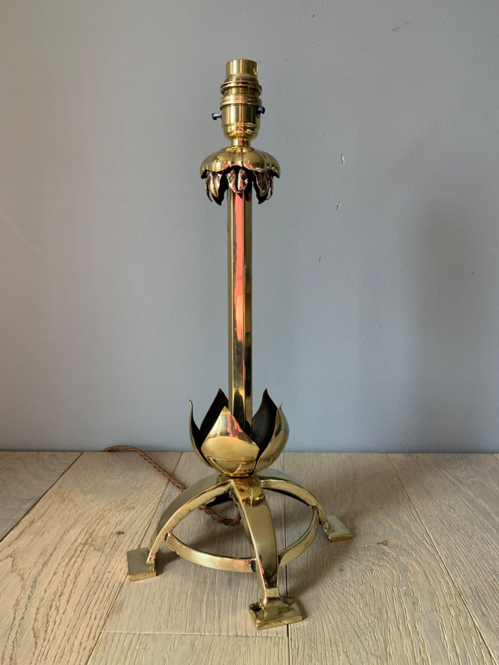 Arts and Crafts Brass Table Lamp, Rewired and PAT tested 