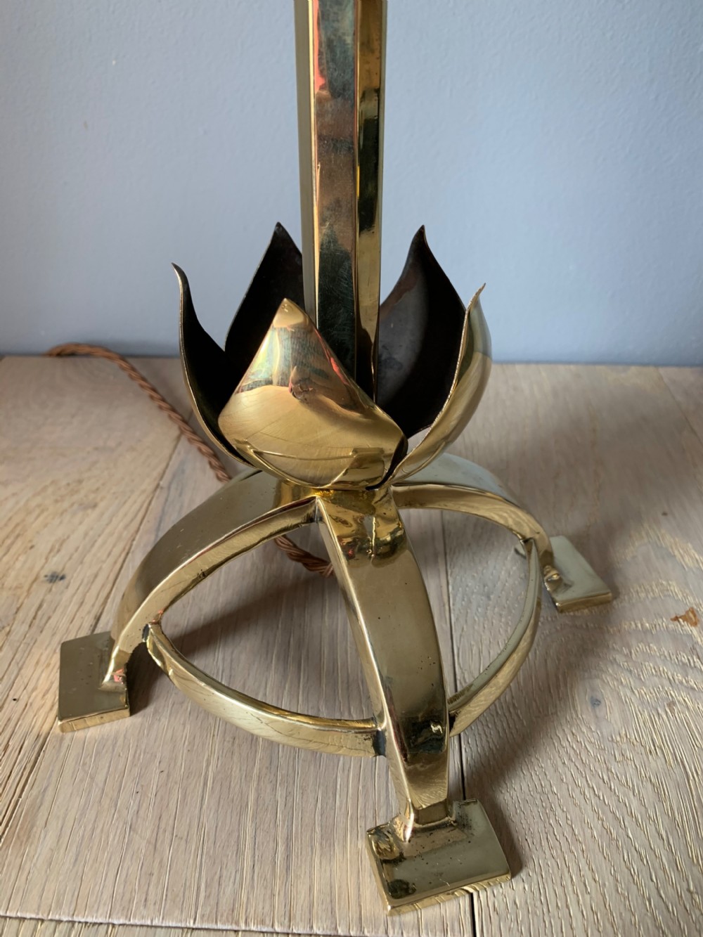 Arts and Crafts Brass Table Lamp, Rewired and PAT tested  View IX