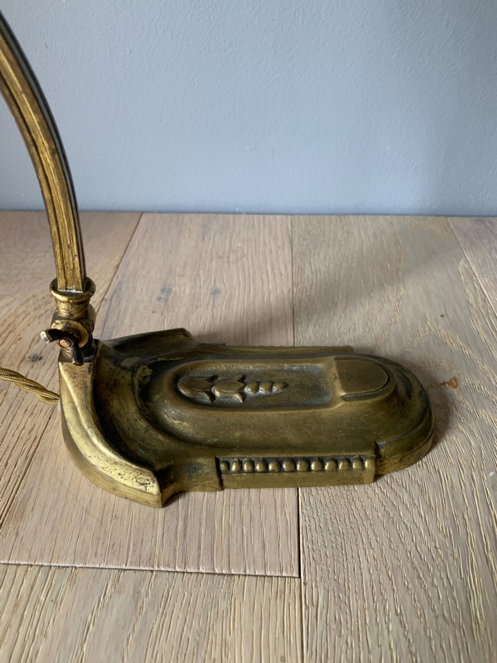 French Aged Gilt Brass Adjustable Desk Lamp, Rewired and Pat tested  View II