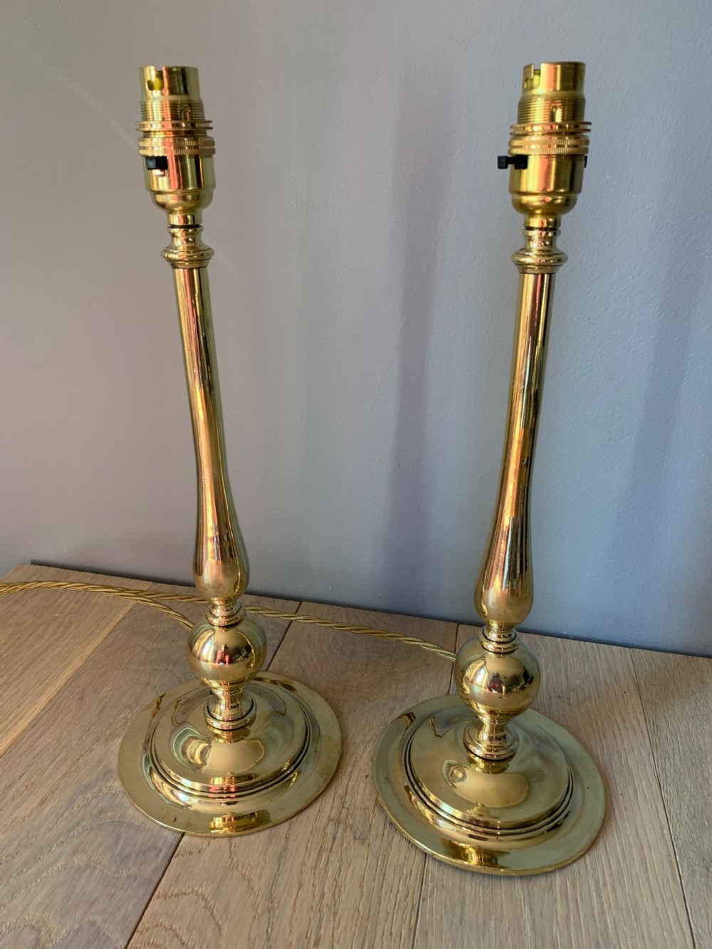 Pair of Cast Brass Table Lamps, Rewired and PAT tested View III