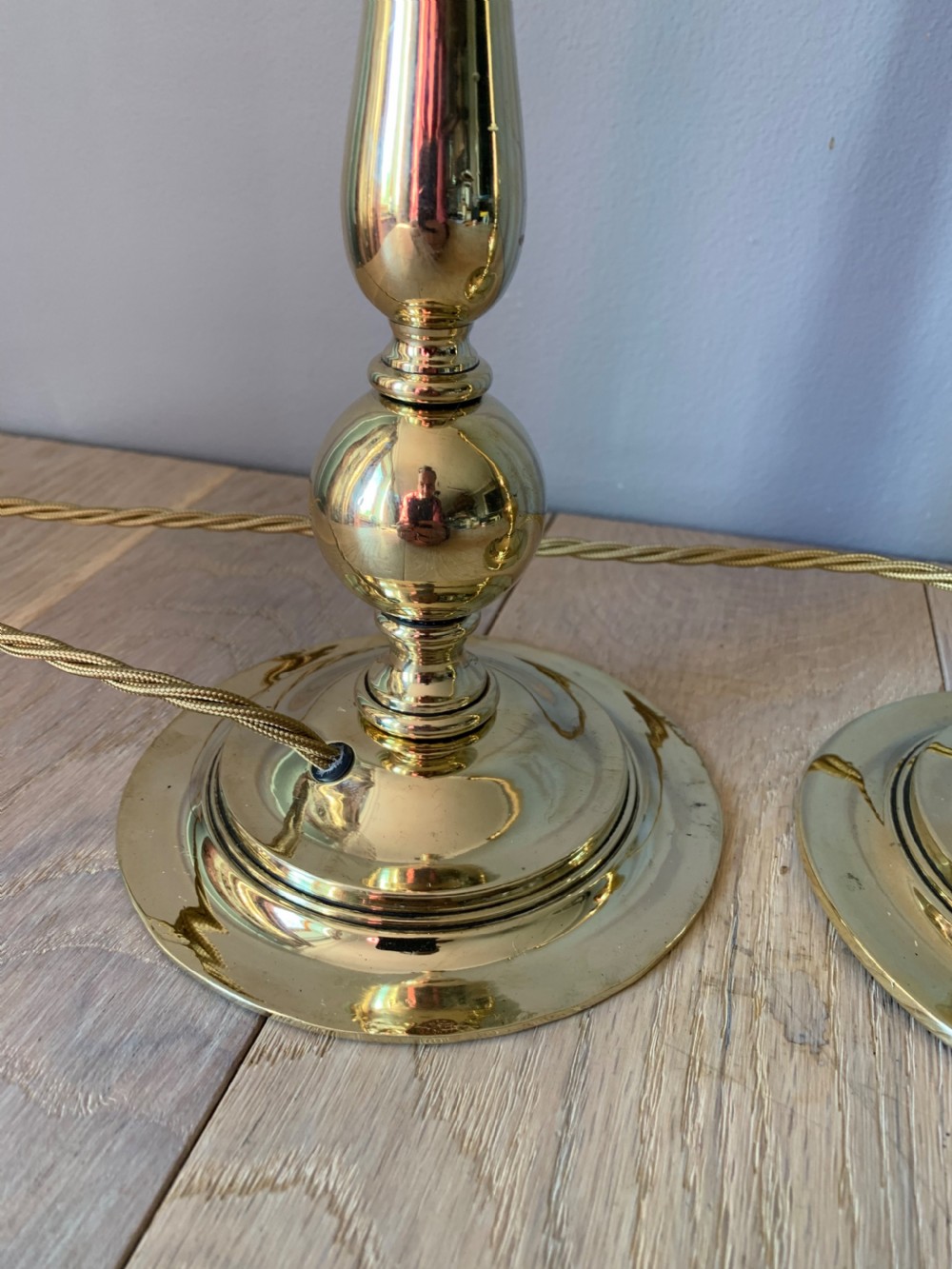 Pair of Cast Brass Table Lamps, Rewired and PAT tested View IV