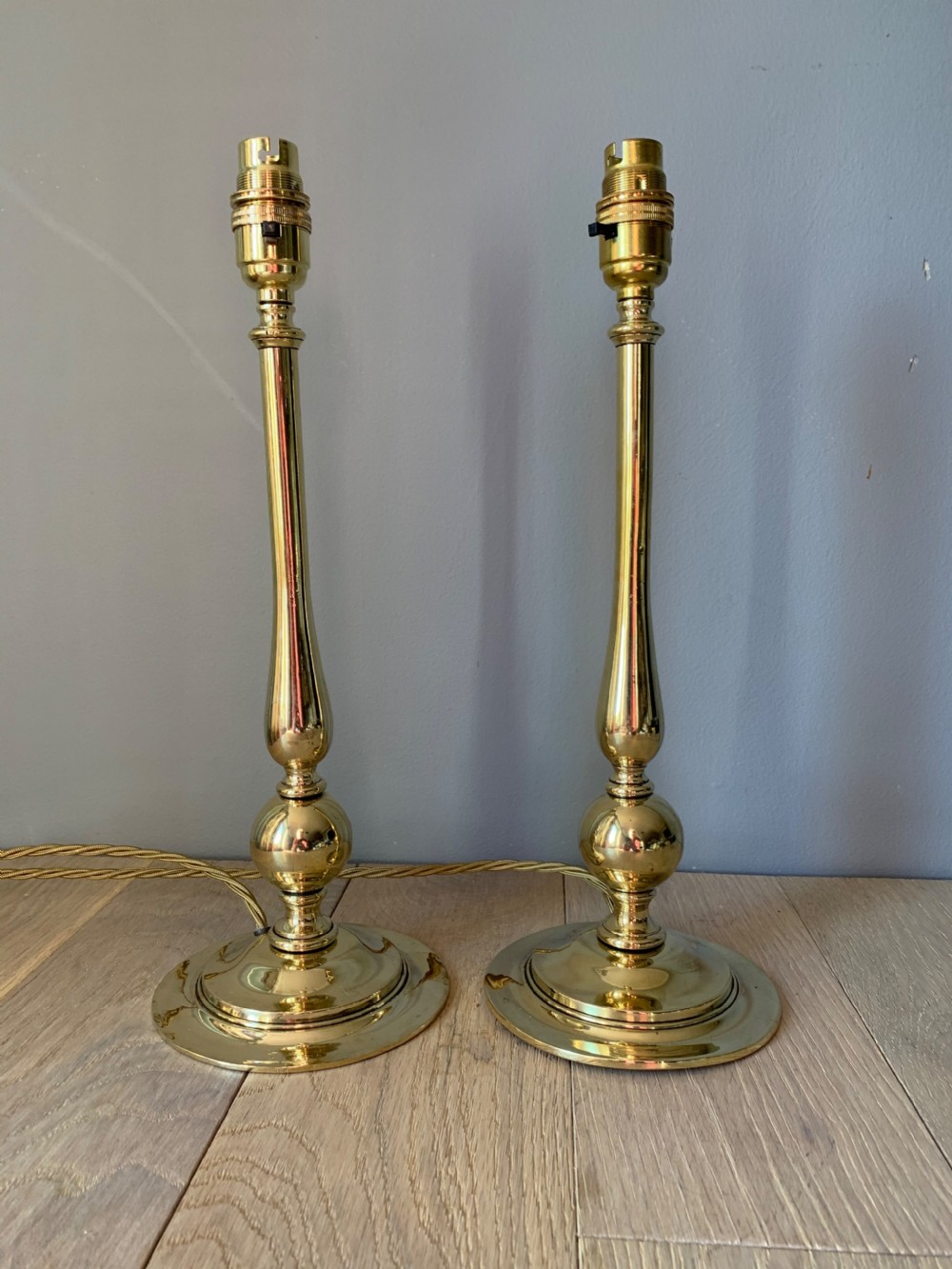 Pair of Cast Brass Table Lamps, Rewired and PAT tested View V