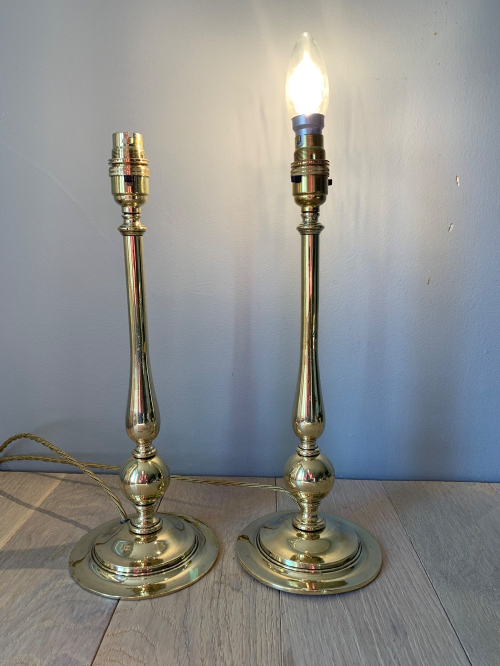 Pair of Cast Brass Table Lamps, Rewired and PAT tested View VI
