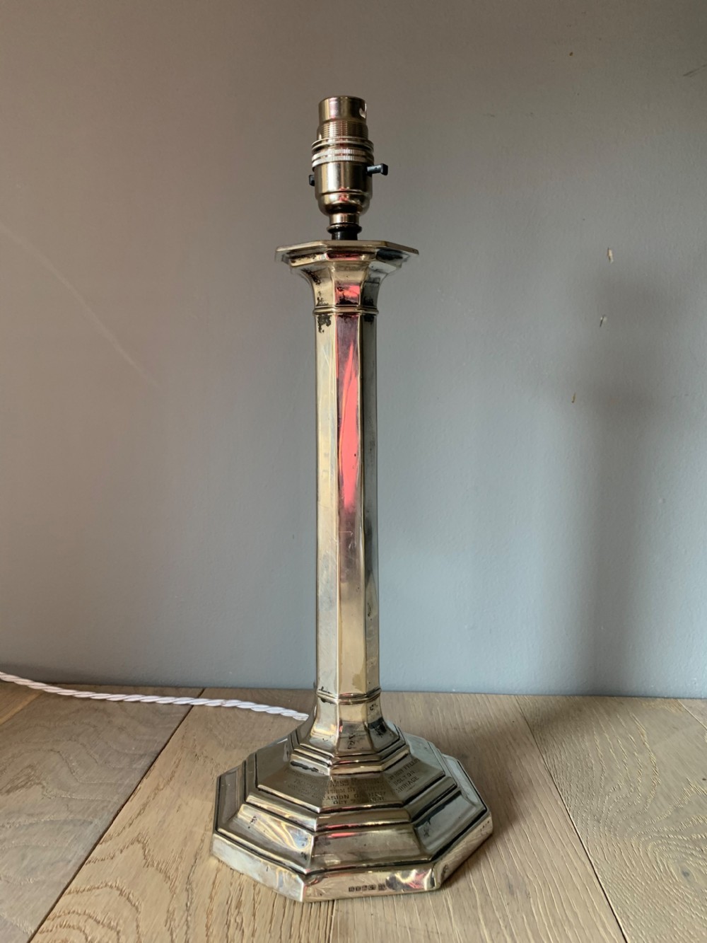 Silver Plated Hall & Co Marriage Present Table Lamp, Rewired and PAT tested