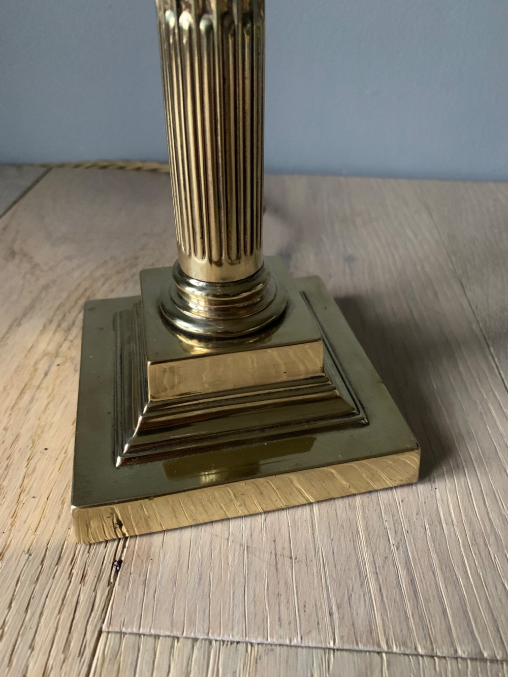 c1910 Brass Corinthian Column Table Lamp, Rewired and PAT tested  View IV