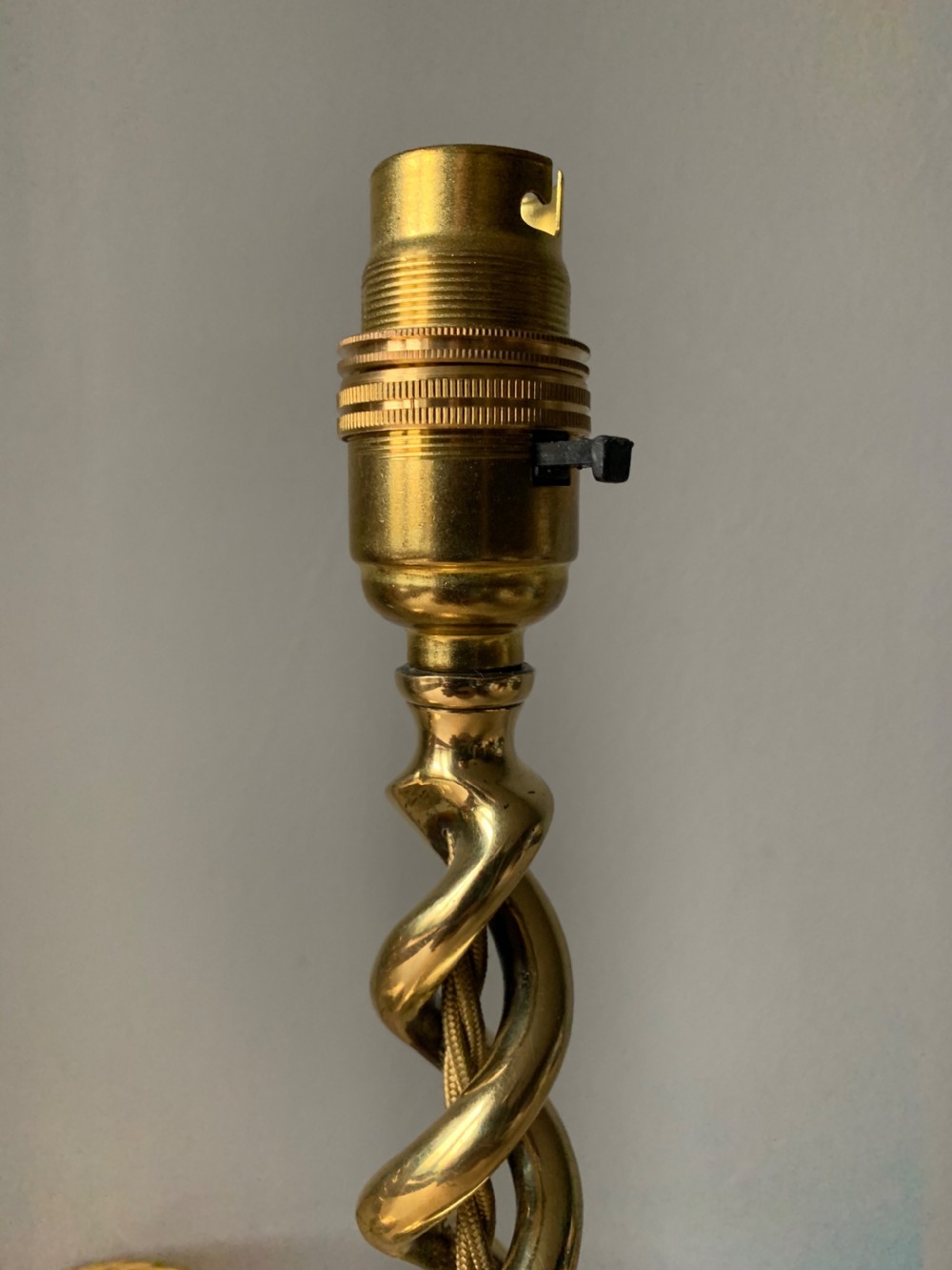 Pair of 1920s Brass Twist Table Lamps, Rewired and PAT tested View IV