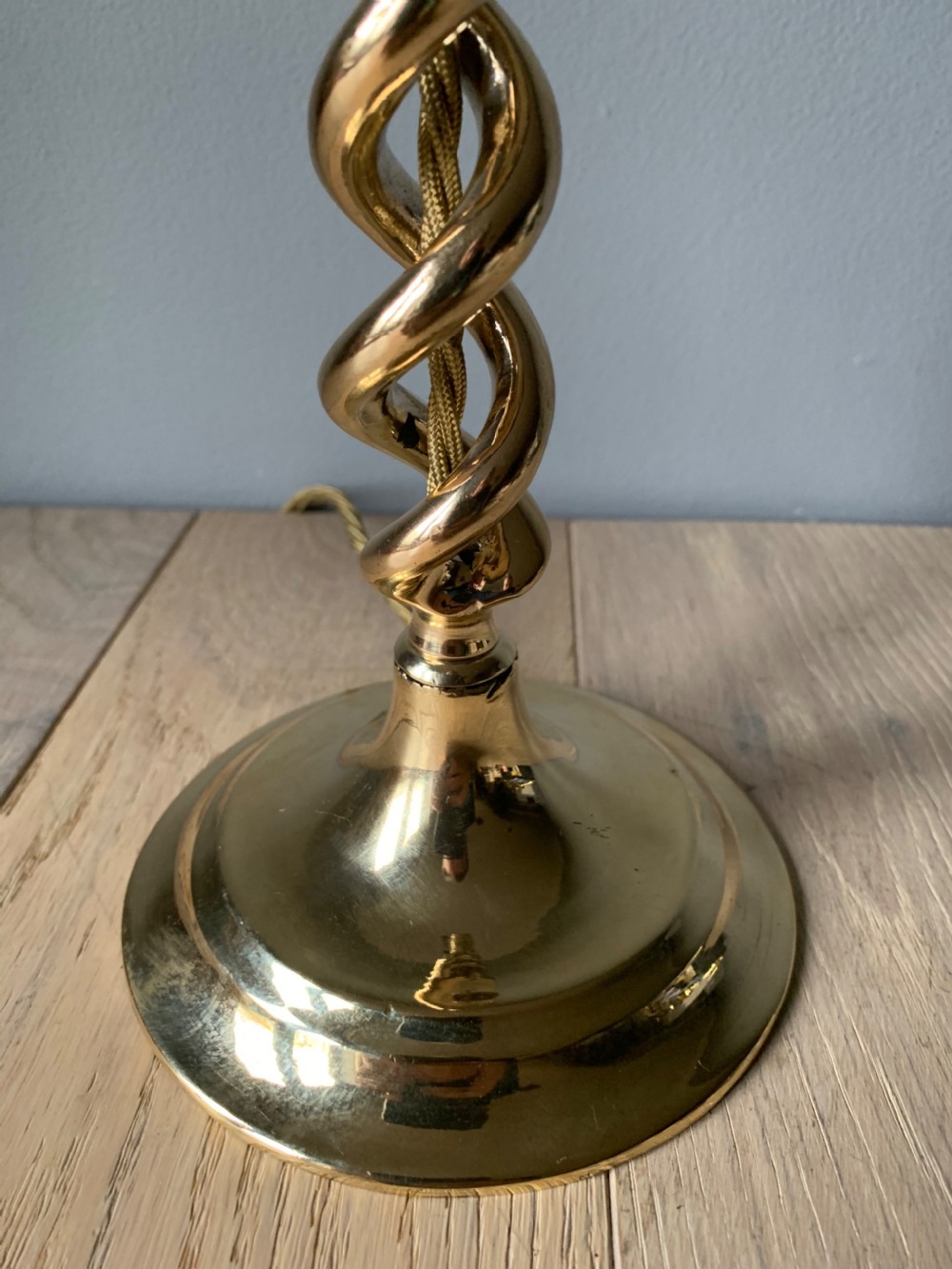 1920s Brass Twist Table Lamp, Rewired and PAT tested  View II