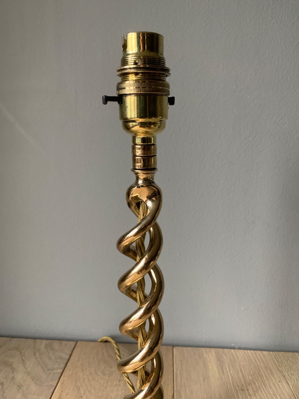 1920s Brass Twist Table Lamp, Rewired and PAT tested  View III